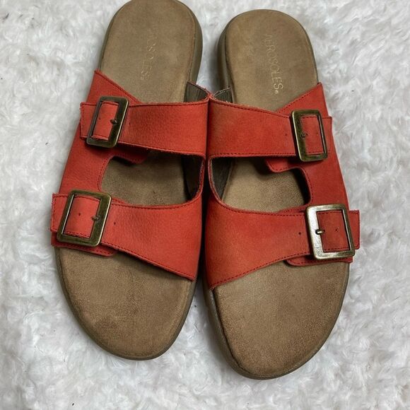 Aerosoles leather suede orange strap sandals with adjustable side buckles SZ 9M - Picture 1 of 9
